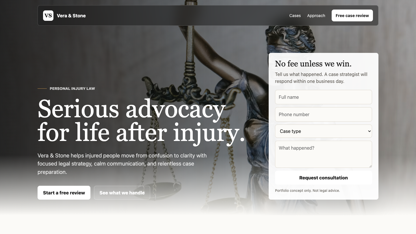Vera & Stone Injury Law portfolio direction by The Visible Bureau